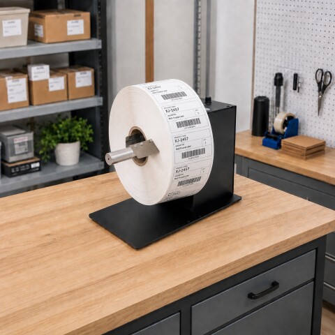 Etikettenrol op industriële dispenser